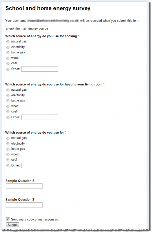 © Preview of the Google Drive survey form