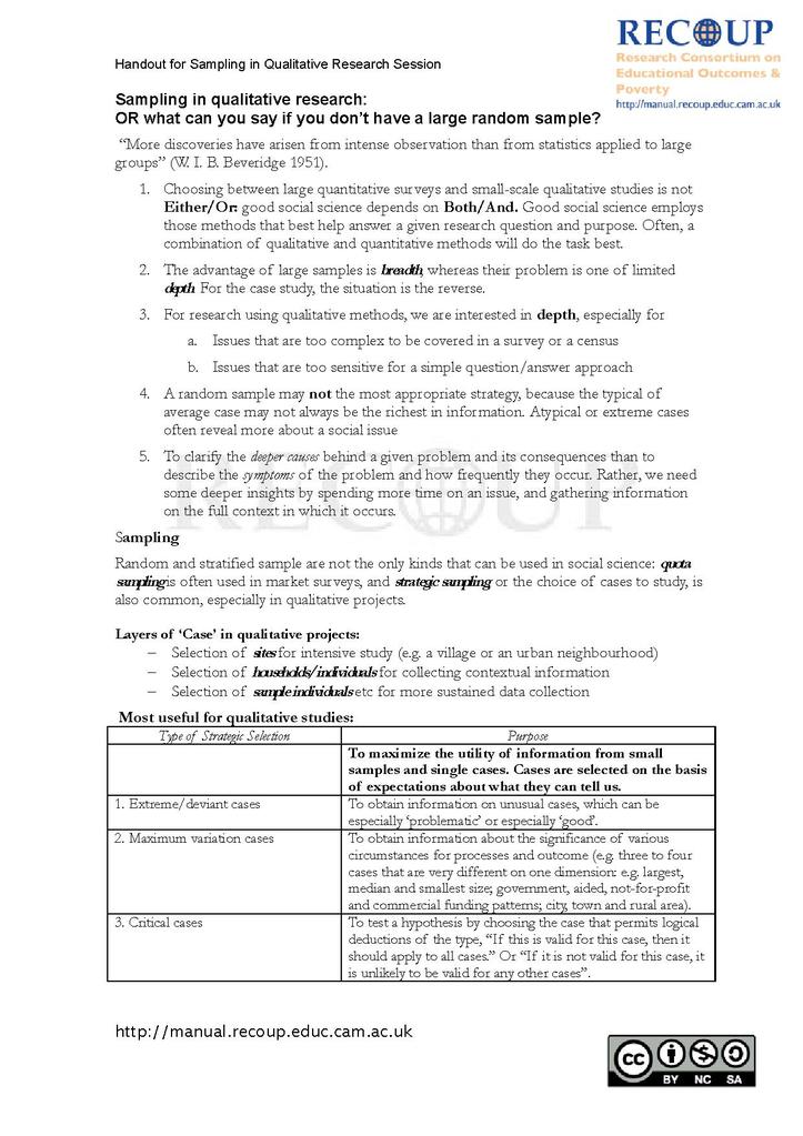 File:RECOUP Qualitative research Handout on Sampling in Qualitative Research.pdf