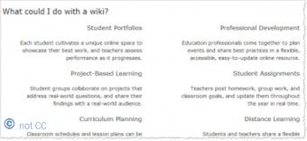 © Preview snapshot with some ideas from Wikispaces for using a 'wiki'