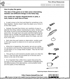 Preview sample of an activity using bags containing familiar shapes