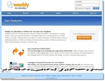 © Preview snapshot of the web at Weebly explaining its features